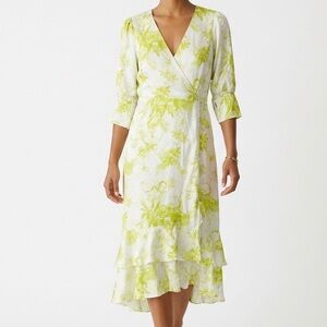 AllSaints Maxi Wrap Dress Chartreuse Yellow white Wedding Spring Boho Whimsical
